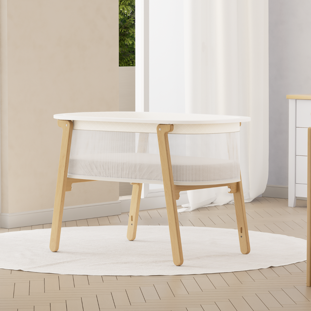 Boori - Nest Storage Cot_Simply White and Beech with Mattress
